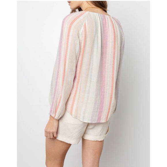 Rails Linen Blend Penny Blouse in Juliette Stripe Size S - Picture 2 of 11